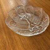 Assiette, Peakcock, verre de cristal, Lars Hellsten, Orrefors, Suède, 1970