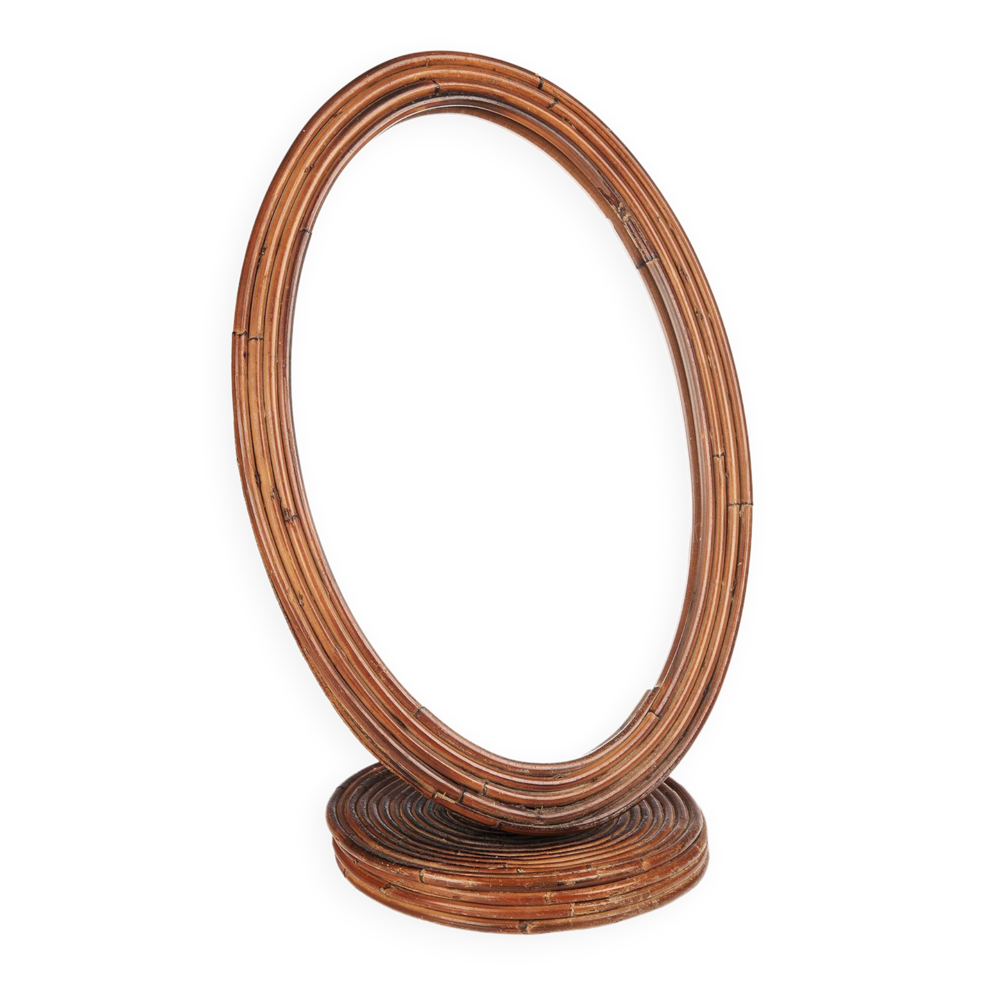 Rattan mirror to stand