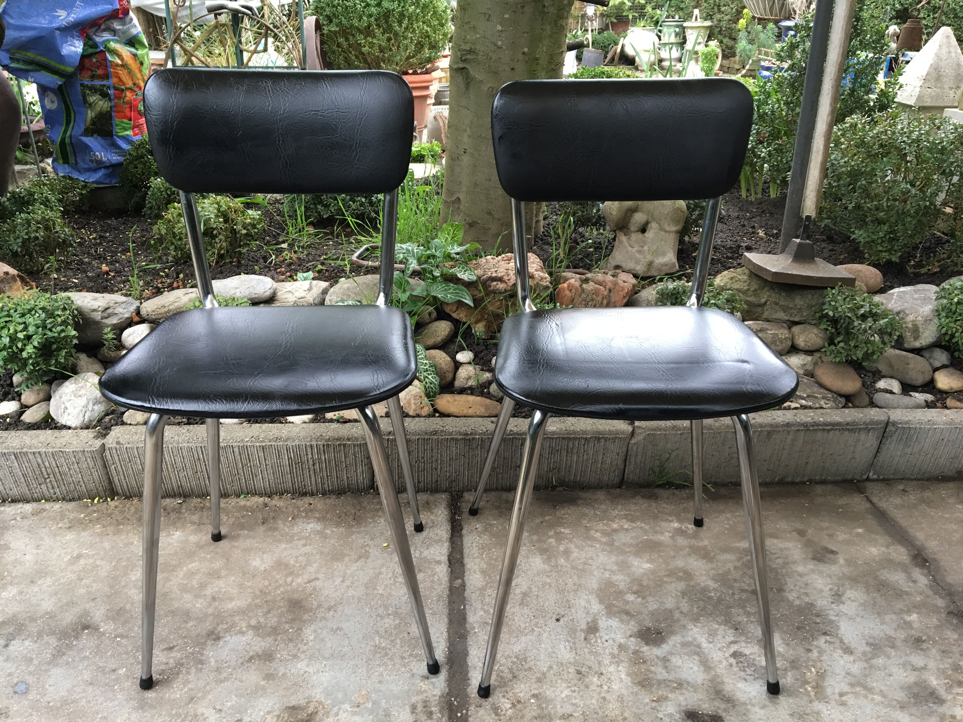 Vintage chrome and leatherette chairs