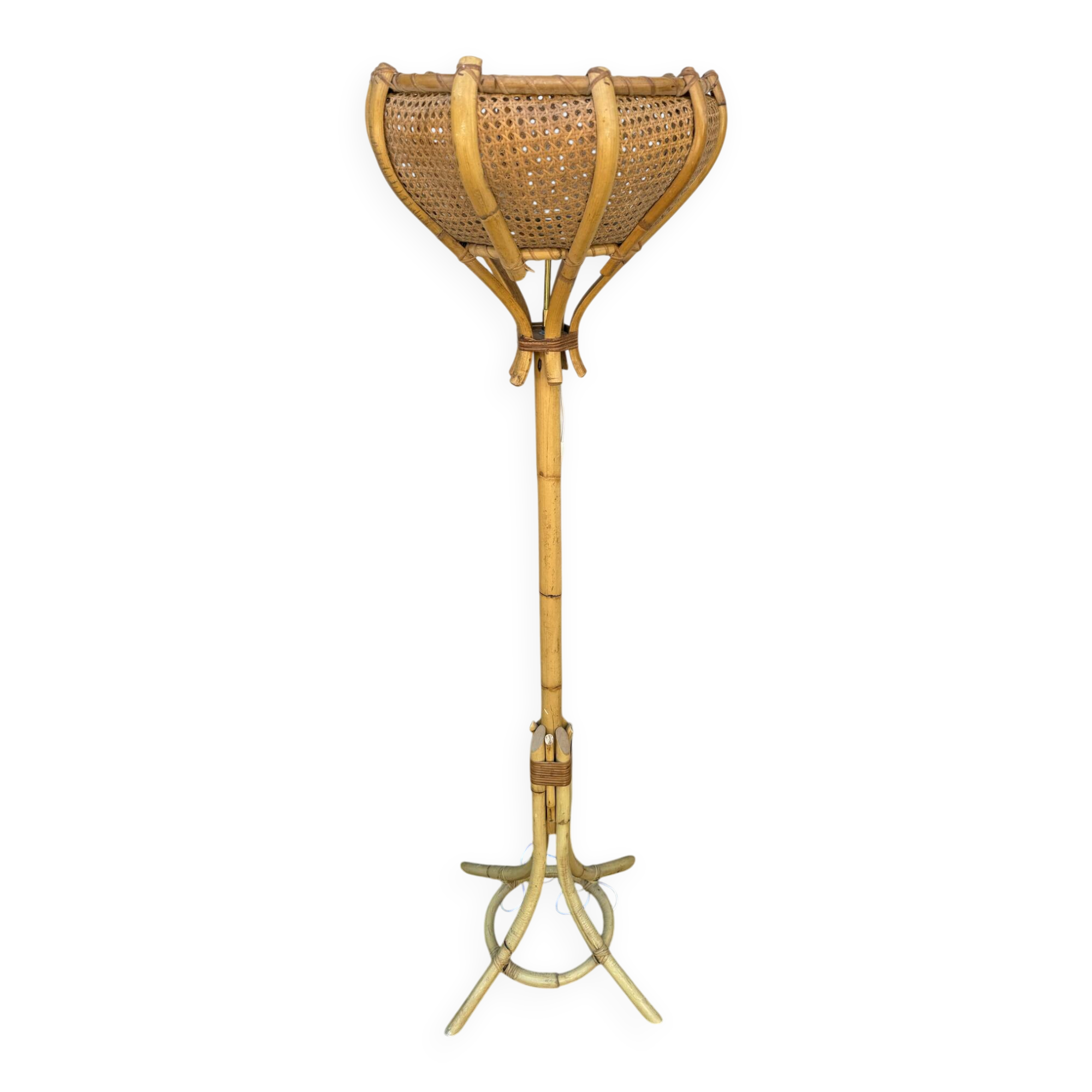 1960s Rattan Living Room Lamp from France