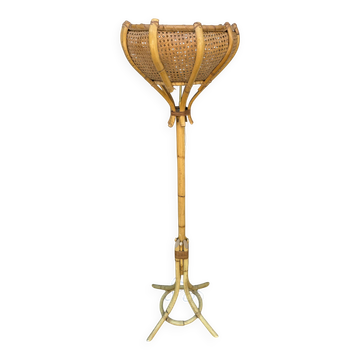 Lampe de Salon en Rotin des années 60 France