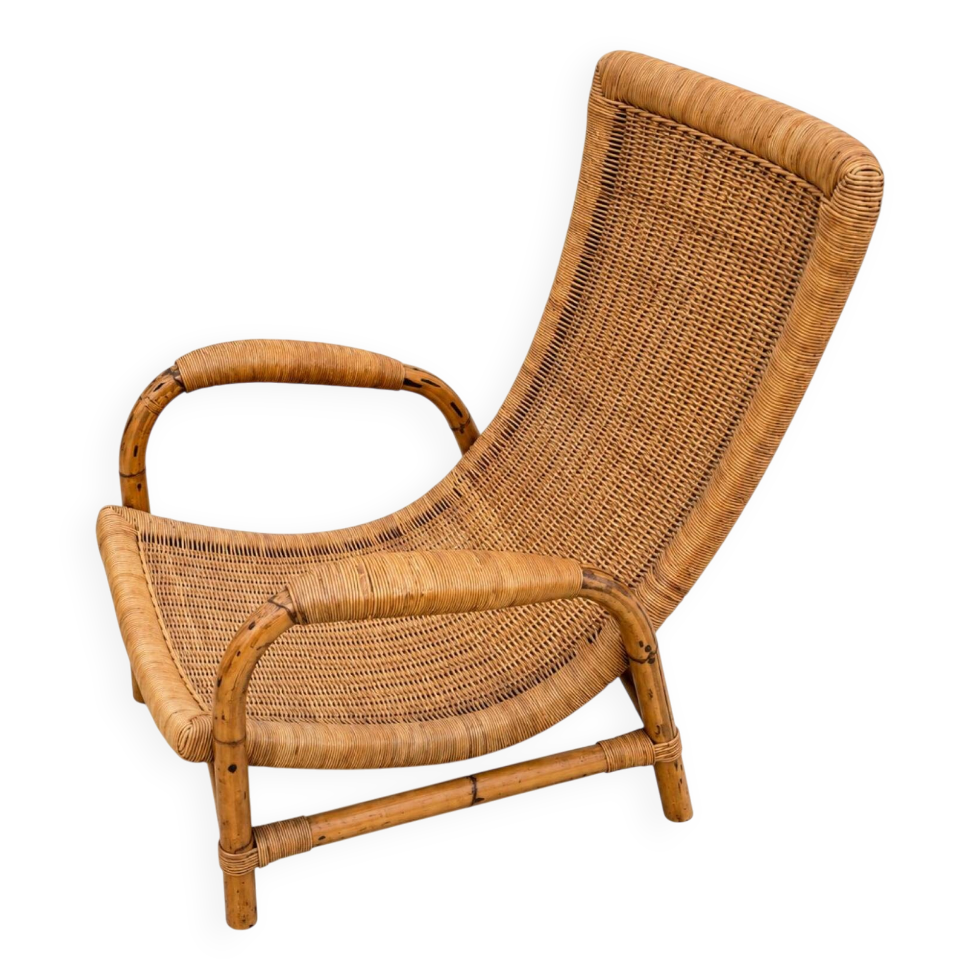 Vintage Rattan Lounge Chair from ARCO, 1960s