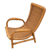 Chaise longue, fauteuil en rotin vintage d'Arco, années 1960