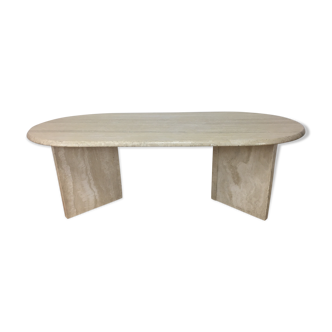 Oval coffee table in travertine
