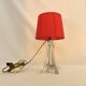 Vintage crystal lamp base with red pleated organza ribbon shade 1940