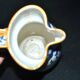 Large Italian ceramic pitcher barbotine majolica blue and yellow decoration