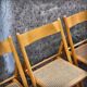 Set of 4 folding chairs in beech and caning by Habitat, 1980s.