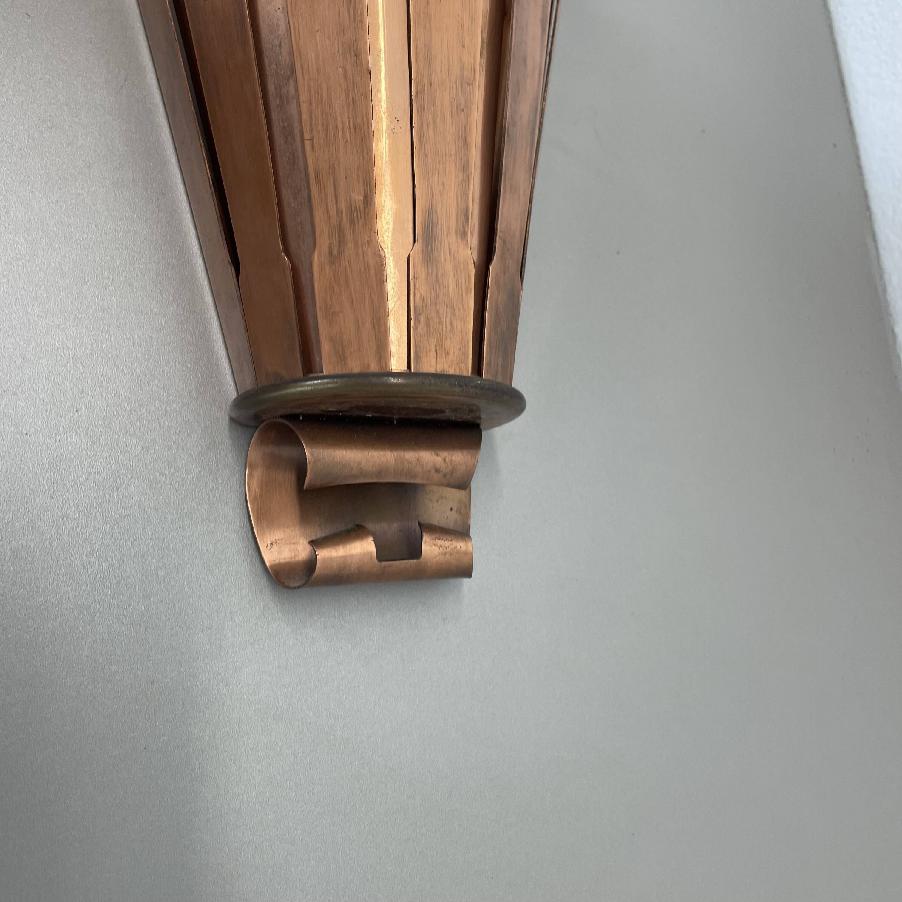 set of 2 copper 25cm Gio Ponti Style Theatre Wall Light Sconces, Italy 1950