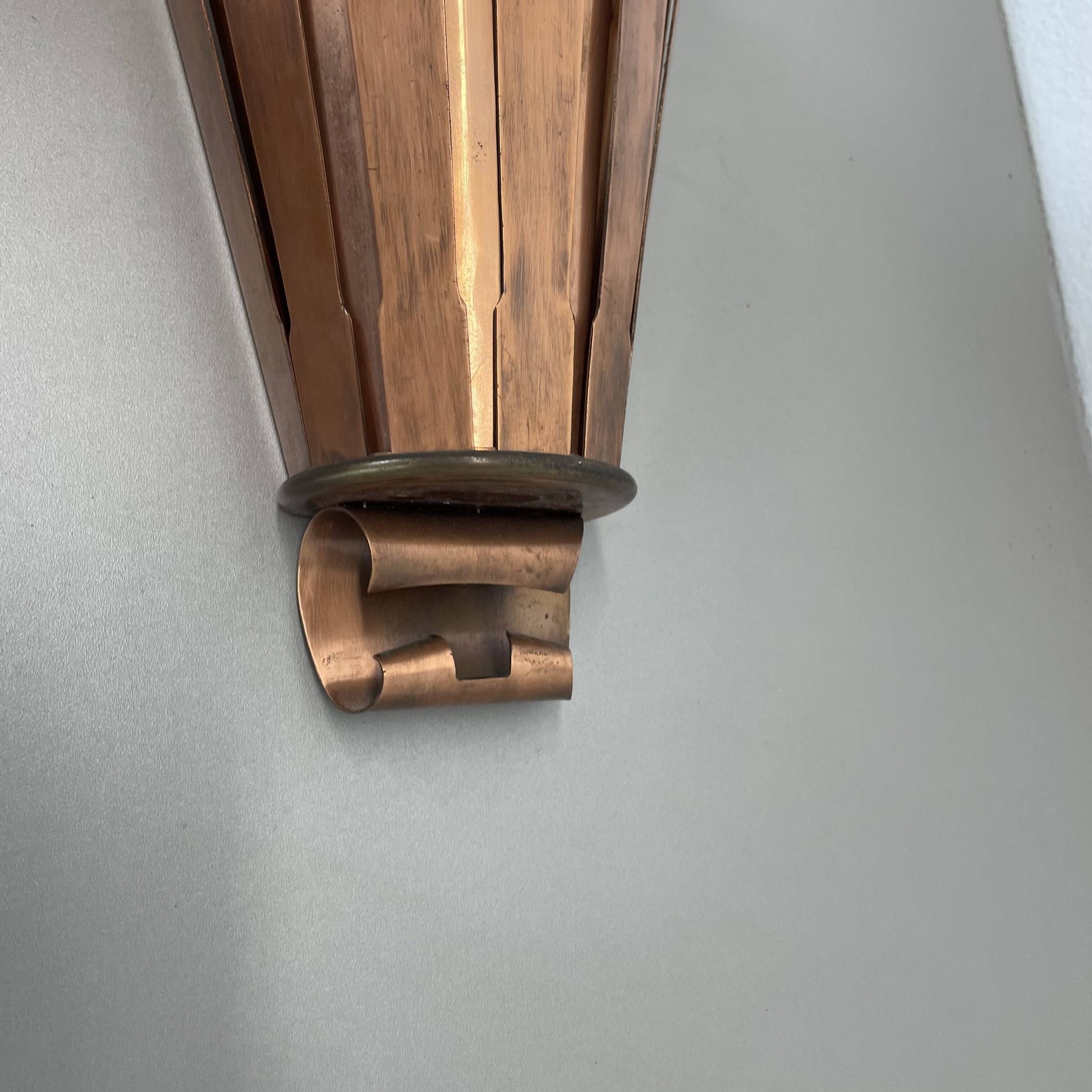 set of 2 copper 25cm Gio Ponti Style Theatre Wall Light Sconces, Italy 1950
