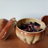 Brioche-shaped slipware pot/sugar bowl