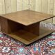 Square teak coffee table on wheels from the 70s by G-Plan
