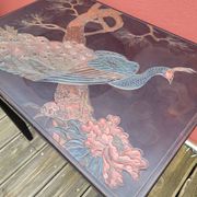 Japanese table in engraved lacquered wood