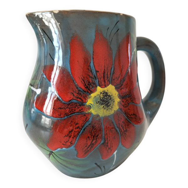 Pichet bresse signé motif fleurs