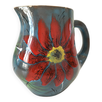 Pichet bresse signé motif fleurs