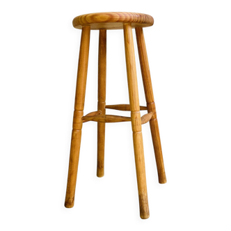 TABOURET Haut BOIS Massif VINTAGE