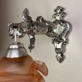 Pair of wall sconces, cherubs, angels, silvered