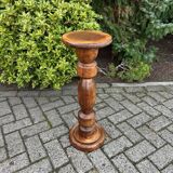 Vintage Wooden Plant Table, Tall Pedestal Side Table, Farmhouse Interior Style, Mid Century Furniture