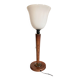 Vintage Unilux lamp in wood and opal glass, Scandinavian style.