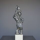 Large abstract lead Sculpture on a marble base. 1960s