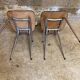 Pair of antique chrome metal chairs + white formica seat & back