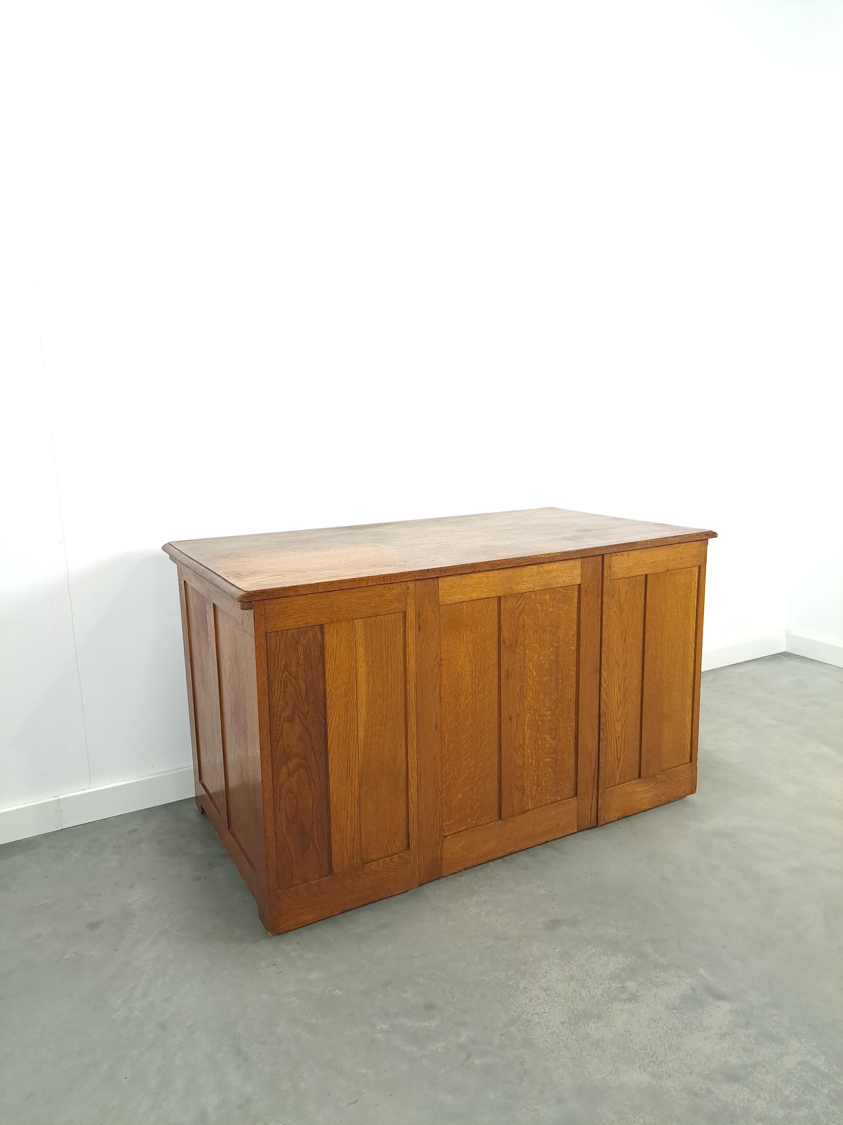 Old oak notary office with drawers, desk