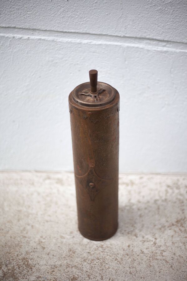 Cendrier sur pied vintage, cendrier poussoir, cendrier brutaliste, cendrier métal, bout de canapé