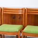 Set of 4 Scandinavian beech wood chairs, green wool, 1960.