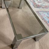 Coffee table design 70s, chrome metal and glass