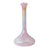 Vintage pastel colors polychrome murano glass flower vase, italy