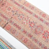 3x13 Soft Pink Vintage Oushak Long Stairs Runner Rug, 83x379 Cm