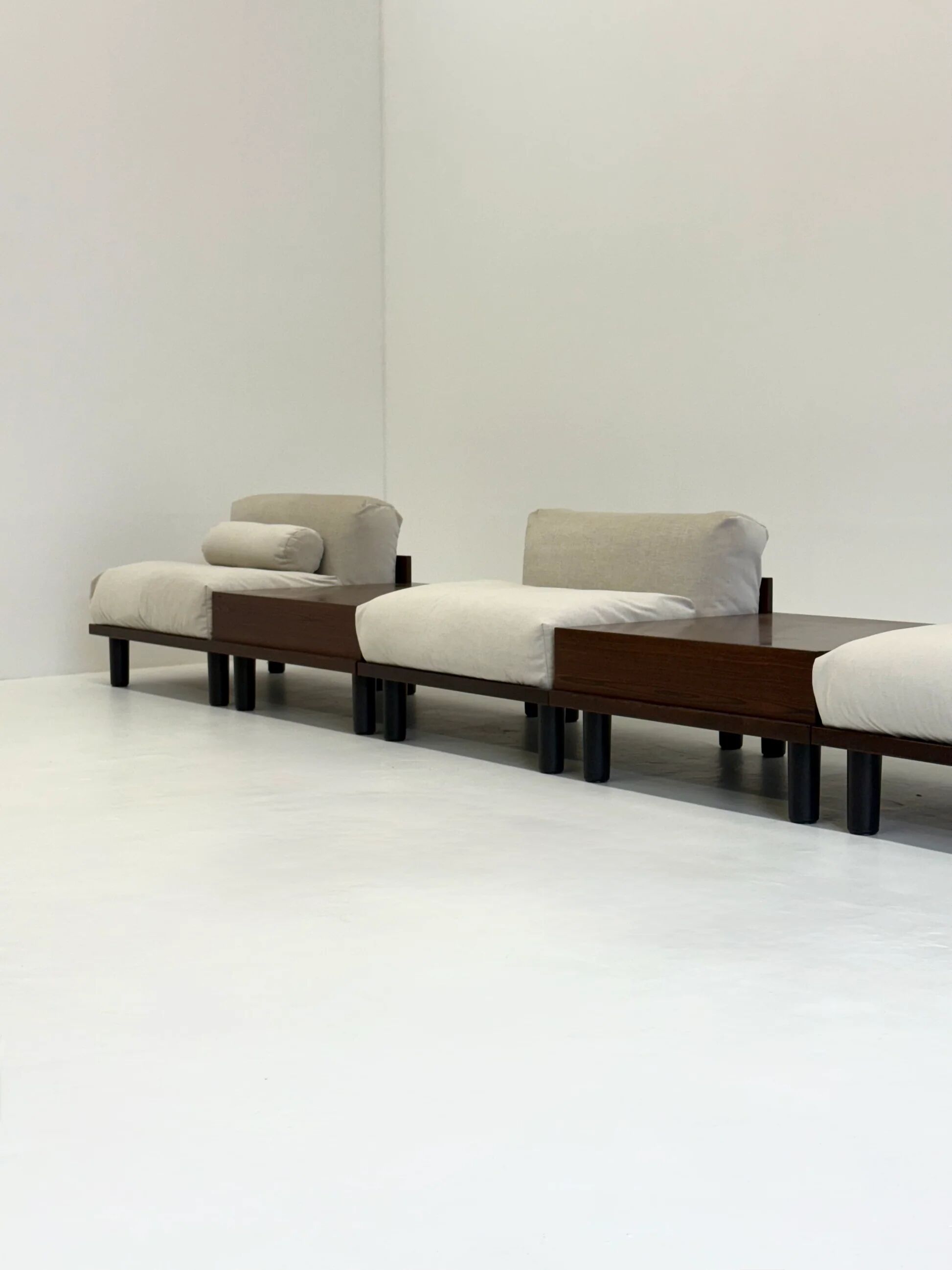 Italian modular sofa with coffee table set in Japandi style