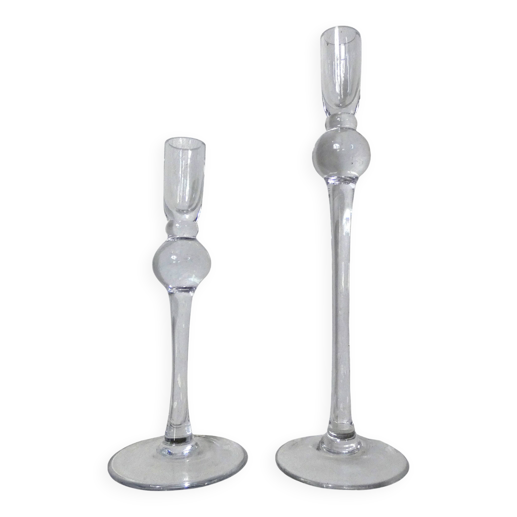 pair of blown glass candlesticks
