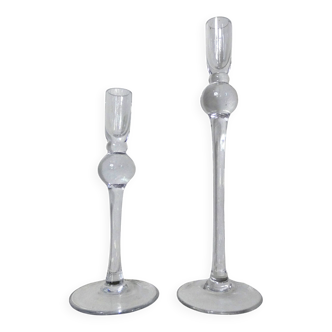 pair of blown glass candlesticks