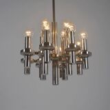 Modernist chandelier in chrome attributed to Gaetano Sciolari, 1970s