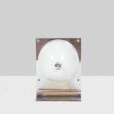 Table lamp in polished metal and opaline, 1970s
