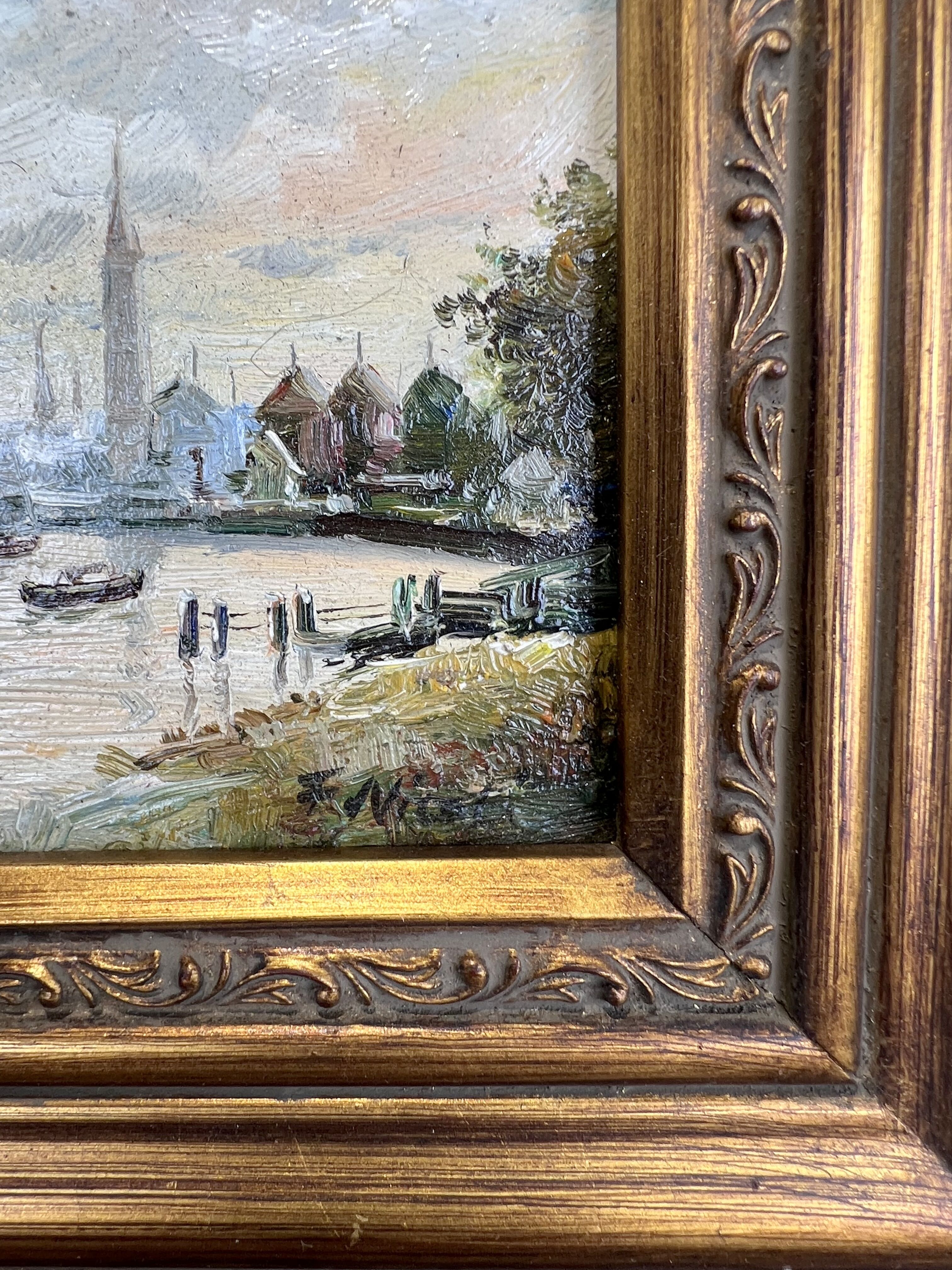 PAINTING / OIL ON CANVAS SIGNED " F.NICOLI " (THE PORT) VERY WELL FRAMED