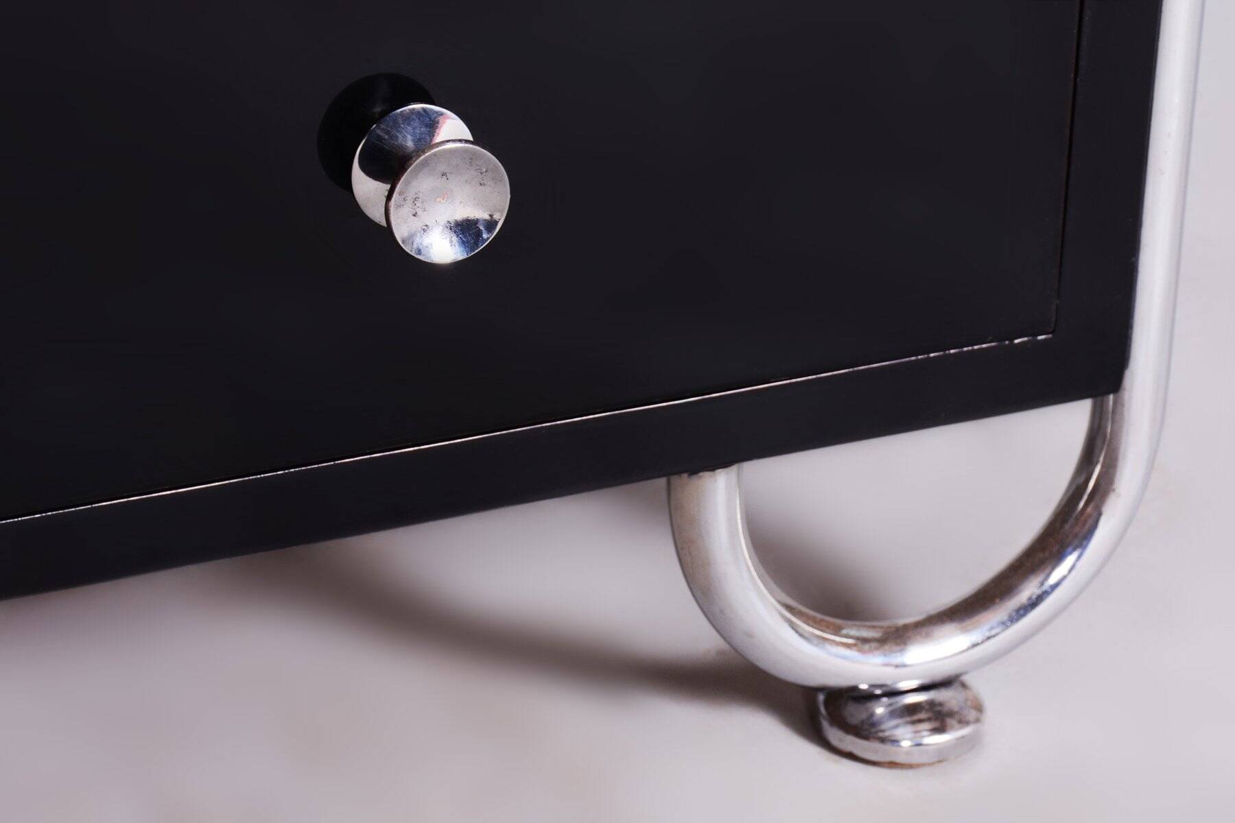 Bauhaus Dressing Mirror in Chrome and Lacquered Wood by Vichr a Spol., Czech, 1930s