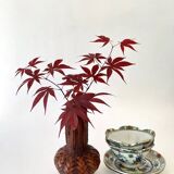 Japanese Ikebana vase, ceramic and bamboo