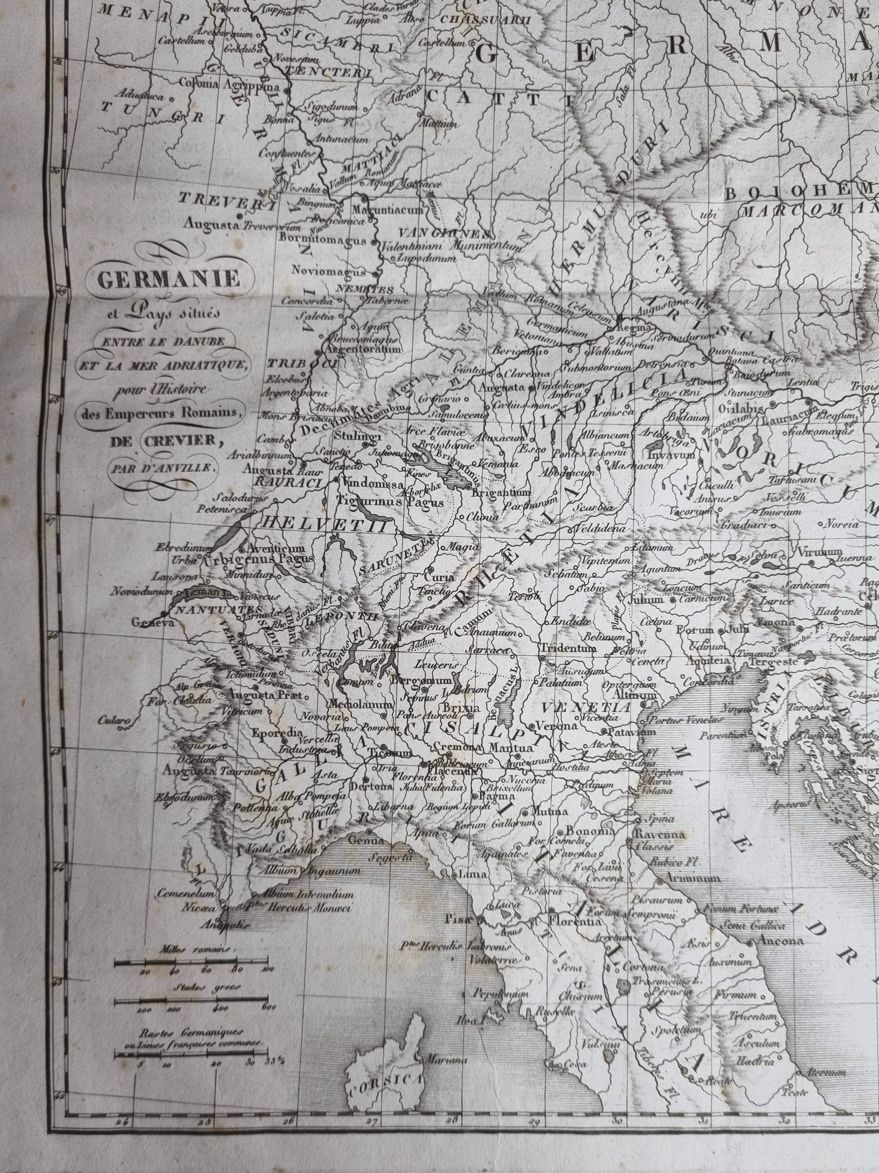 Map of Germania from the Atlas of the History of the Emperors of 1819, 48 x 34 cm