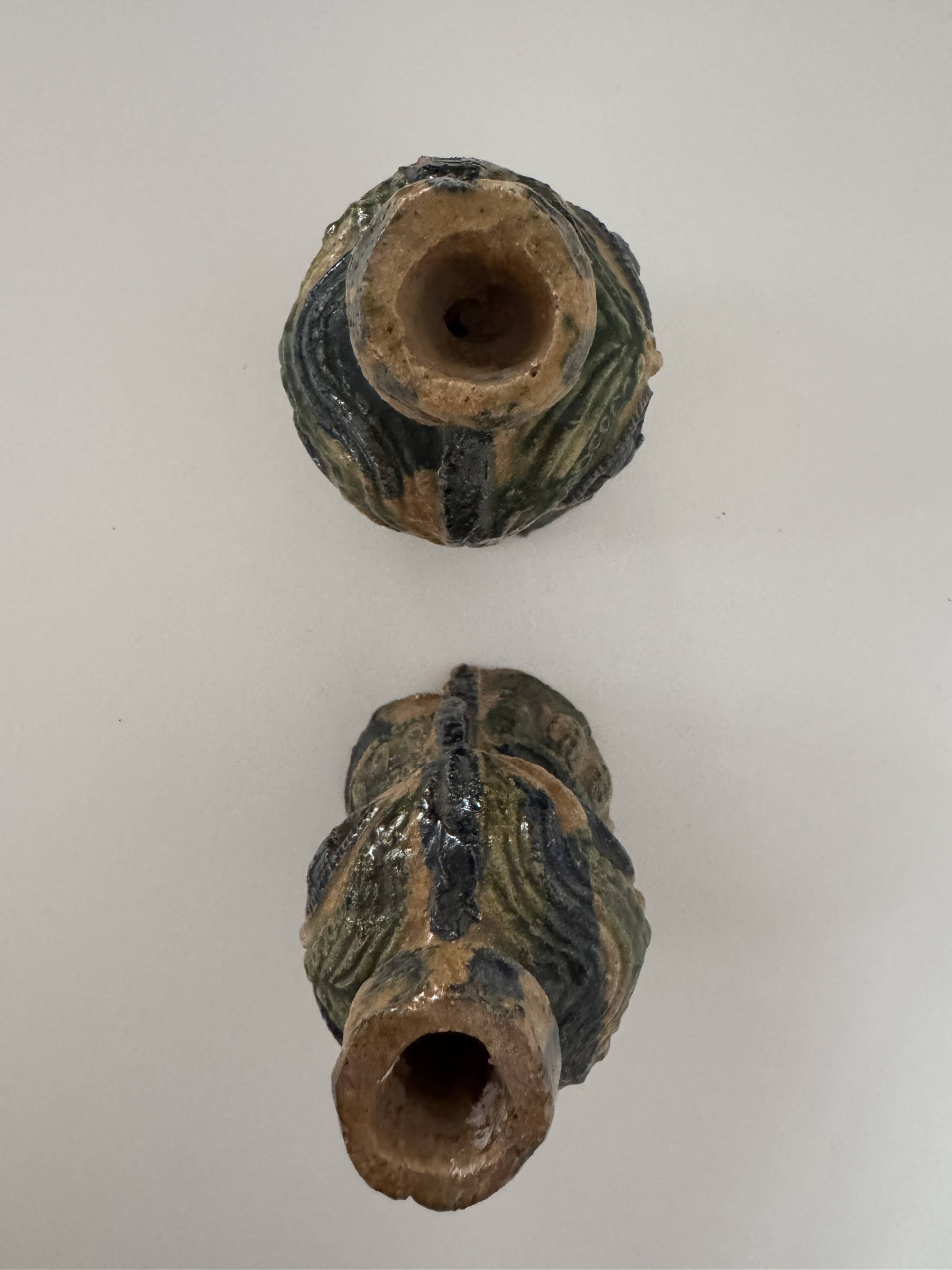 Pair of very rare vintage anthropomorphic pottery candlesticks.
