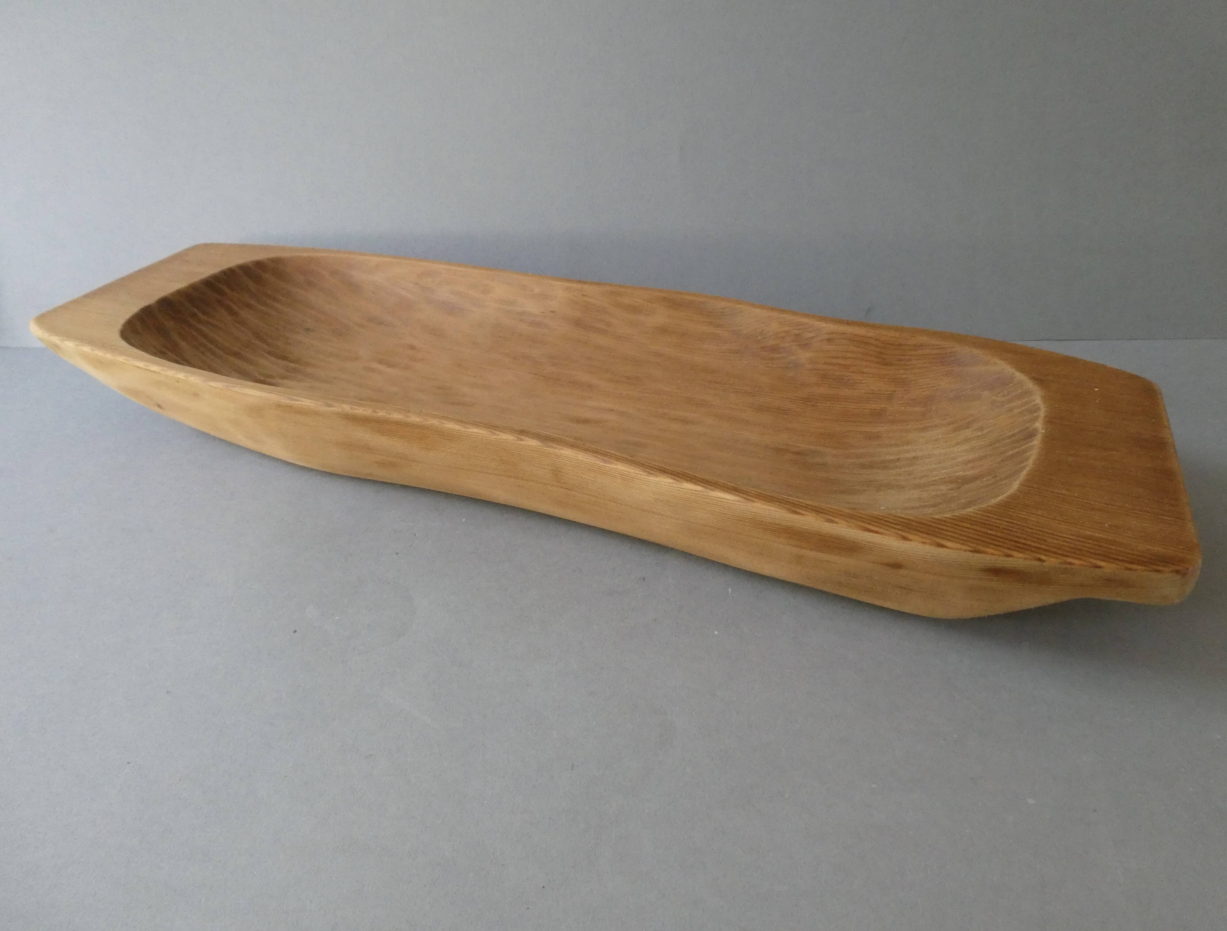Large solid wood bowl, hand carved