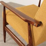 Mustard yellow curly Scandinavian armchair by H.Lis