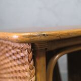 Mid-century italian bamboo, rattan and teak desk, 1960s