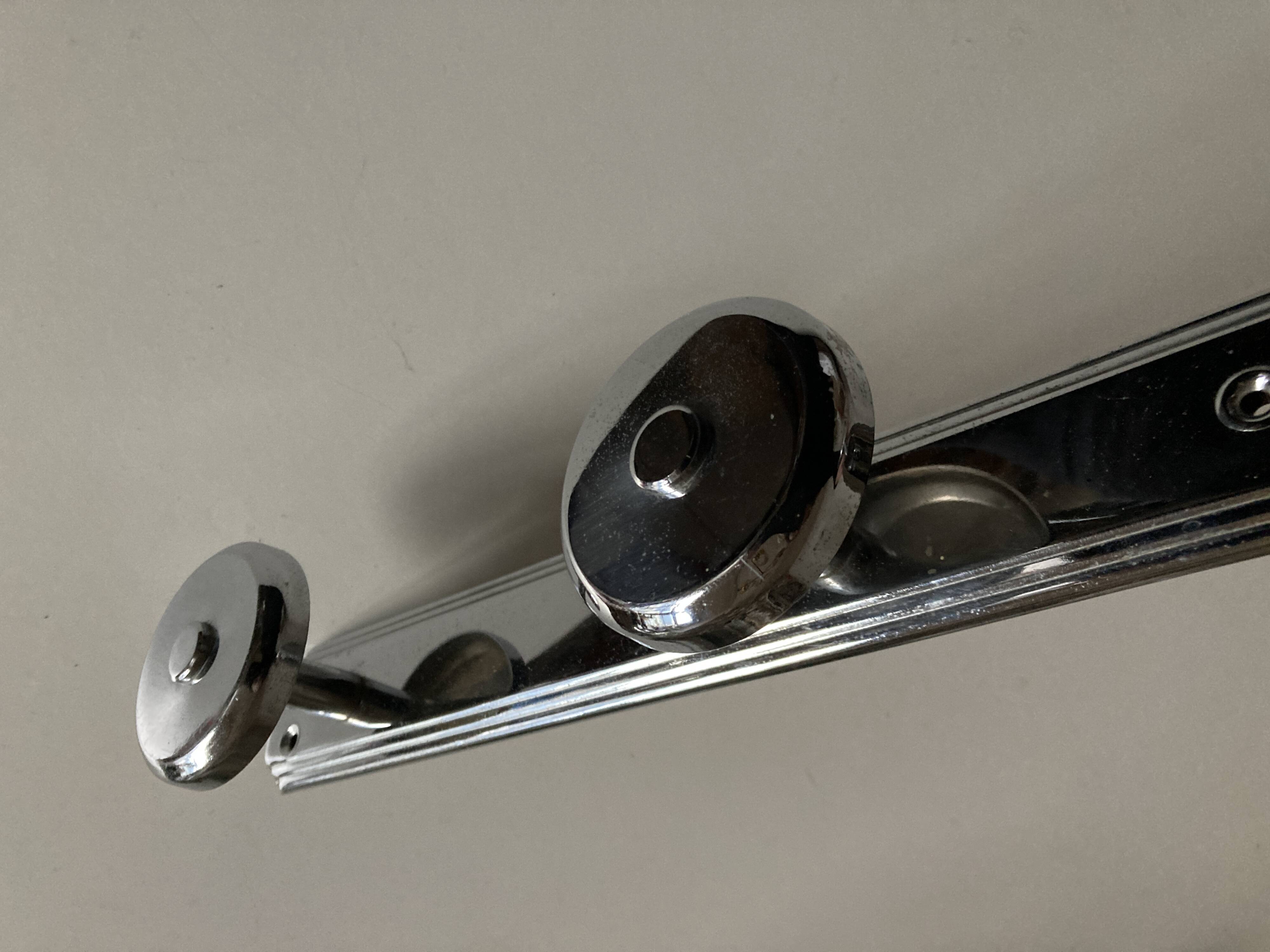 chrome Art Deco bathroom coat hook 57cm