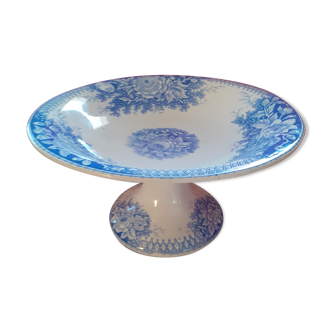 Coupe sur pied douche ancienne.Fleurs bleues Sarreguemine.