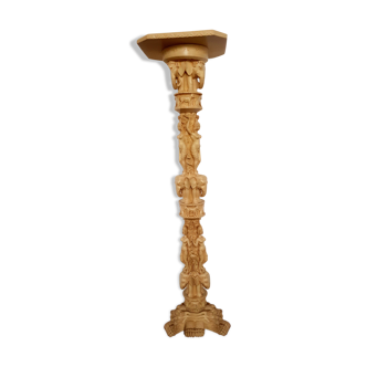 Selette colonne sculptée indochinoise