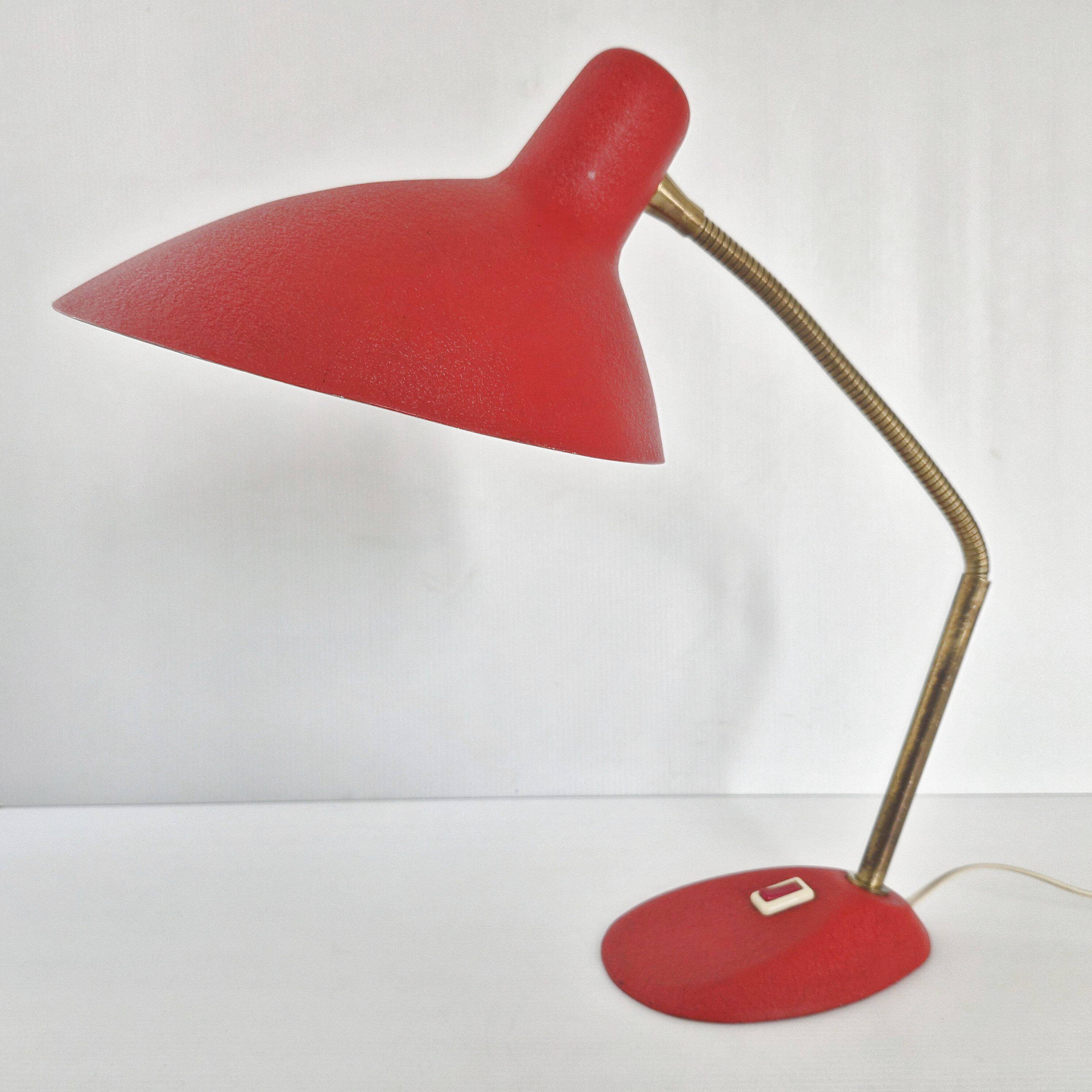 Vintage table lamp 1950 metal & brass dlg jean boris lacroix serge mouille