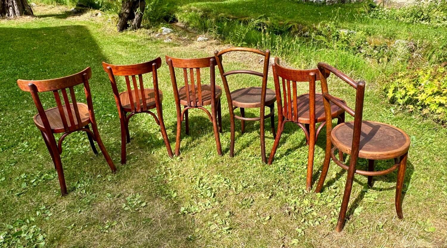 Set of 6 Thonet and Fishel bistro chairs, early 20th century