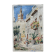 Tableau Aquarelle "Paysage orientaliste" ruelle animée et mosquée