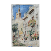 Watercolor Painting "Orientalist landscape" lively alley and mosque